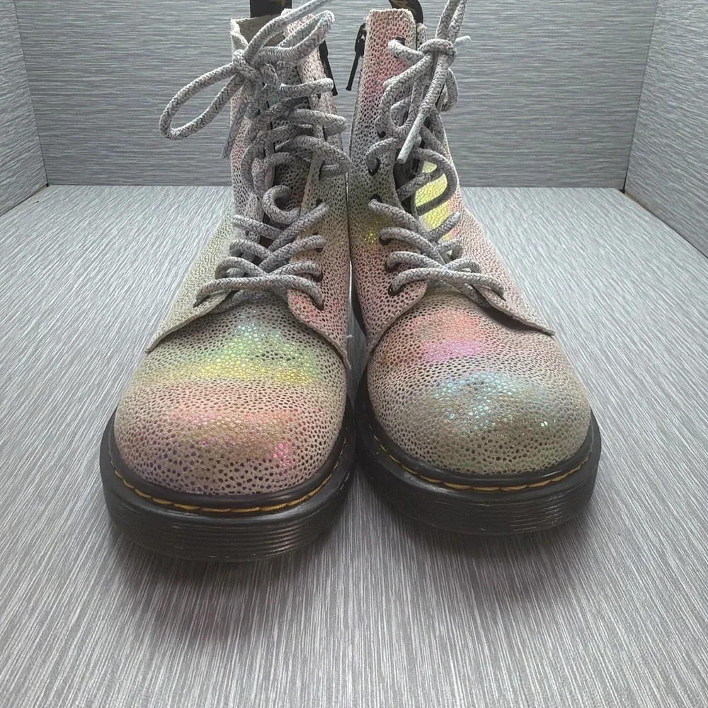 Dr Martens 1460 Pascal J Youth Boots‎ Iridescent Glitter Rainbow Lace Up Girls 2